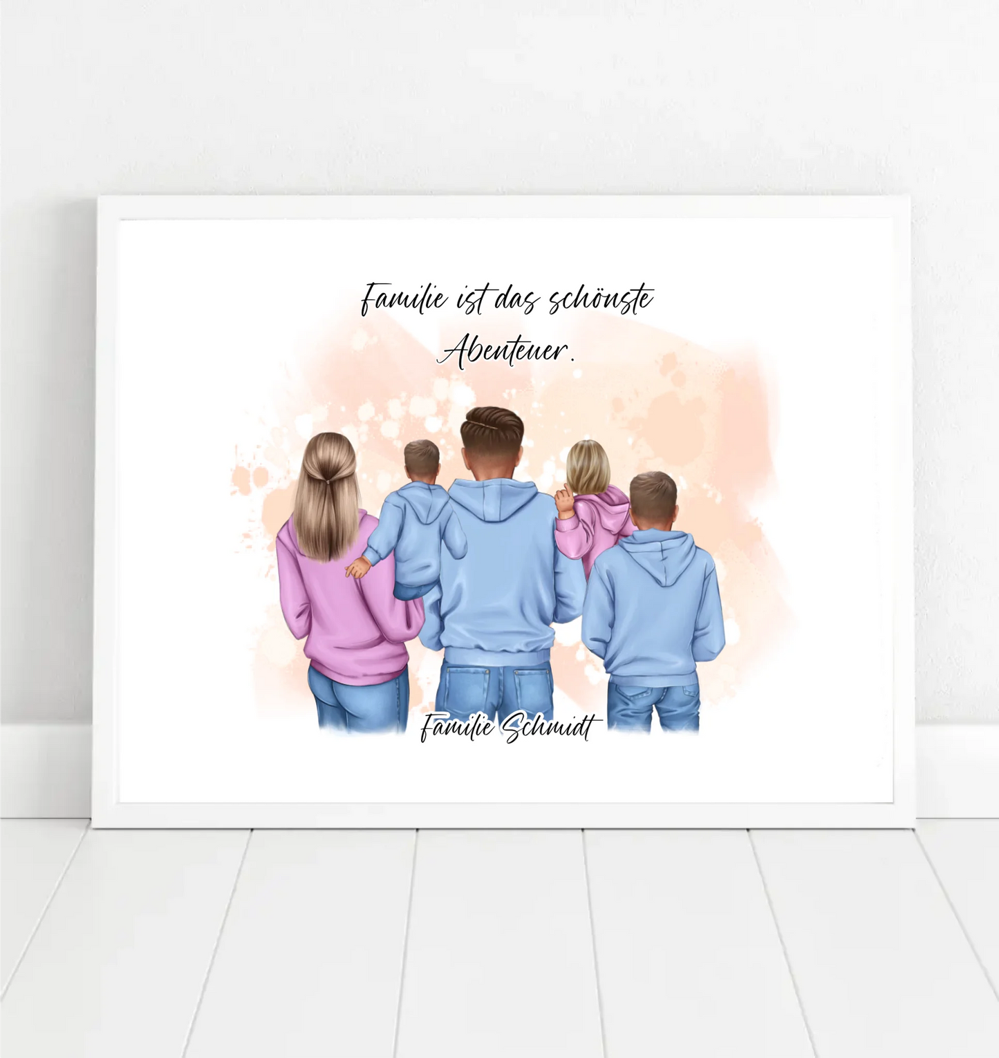 Familie 2-5 Kinder verschiedenen Größen Poster