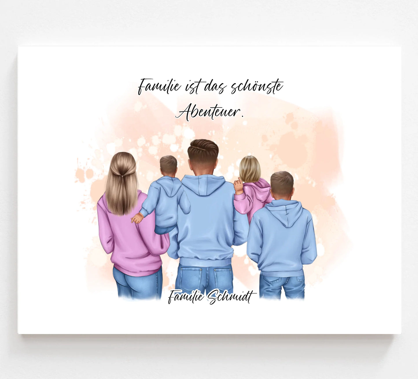 Familie 2-5 Kinder verschiedenen Größen Poster