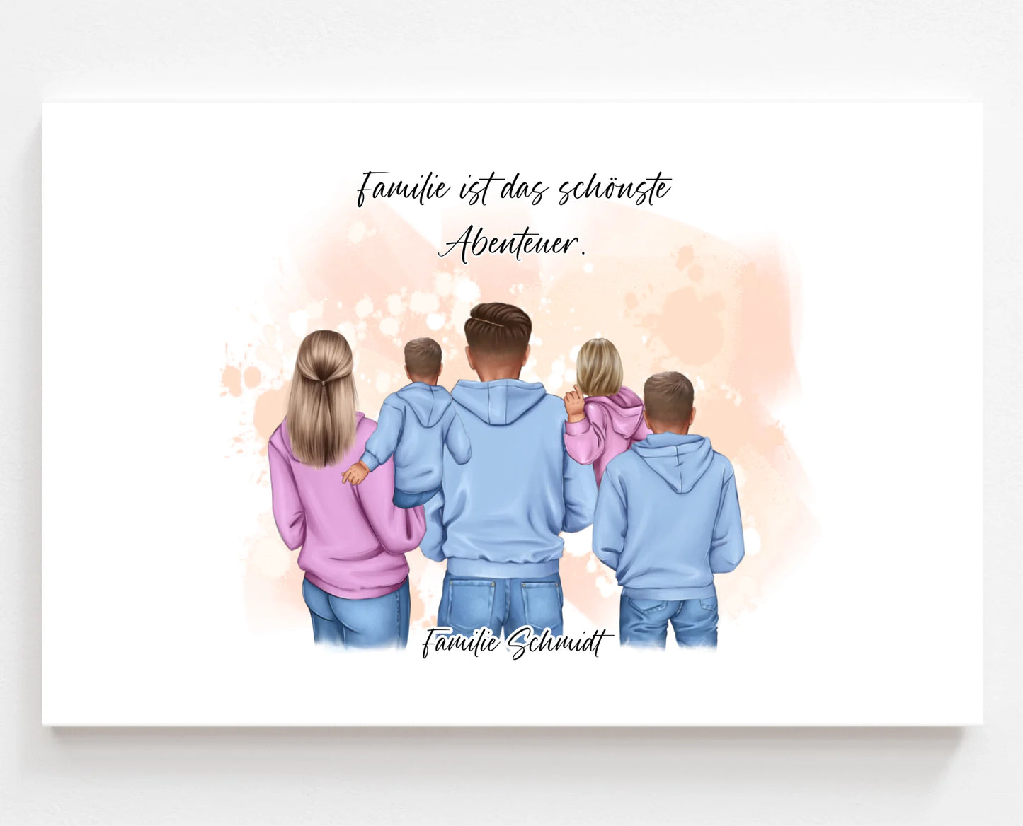 Familie 2-5 Kinder verschiedenen Größen Poster