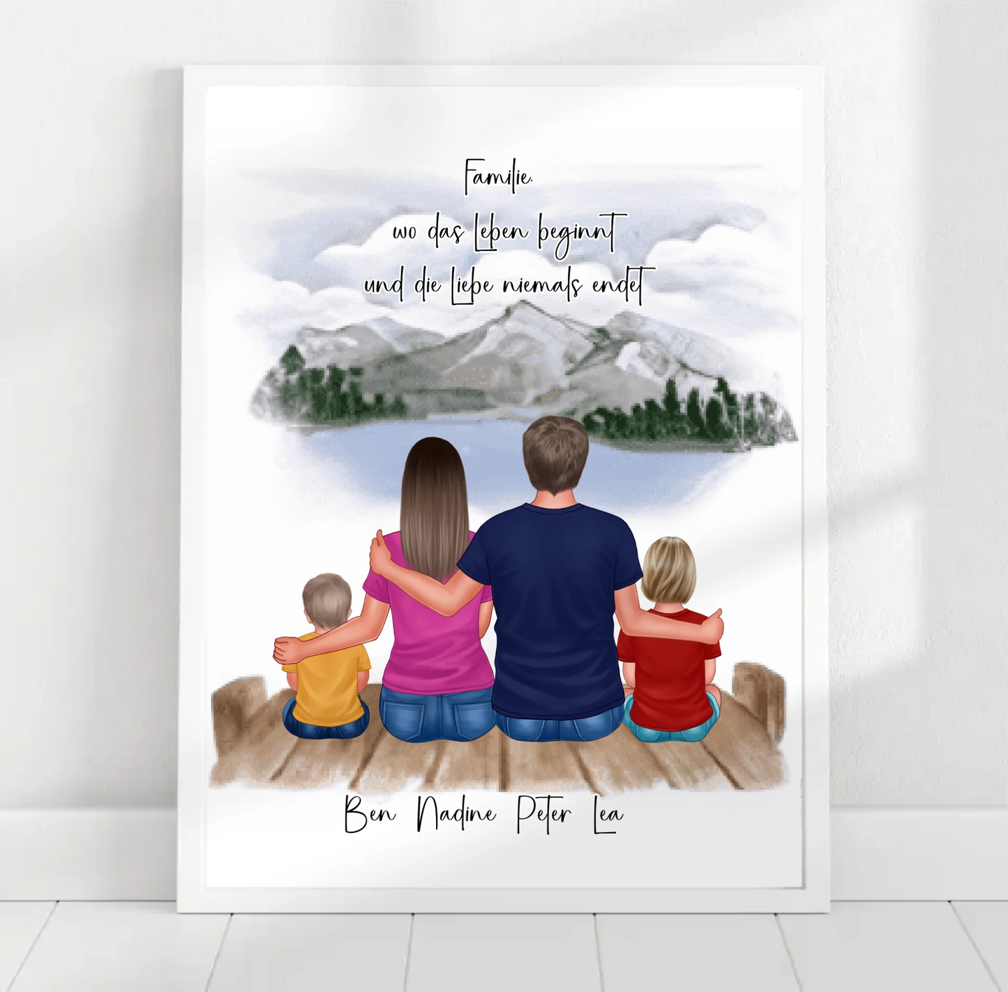 Familien Poster Personalisiert 3-5 Personen + Haustier