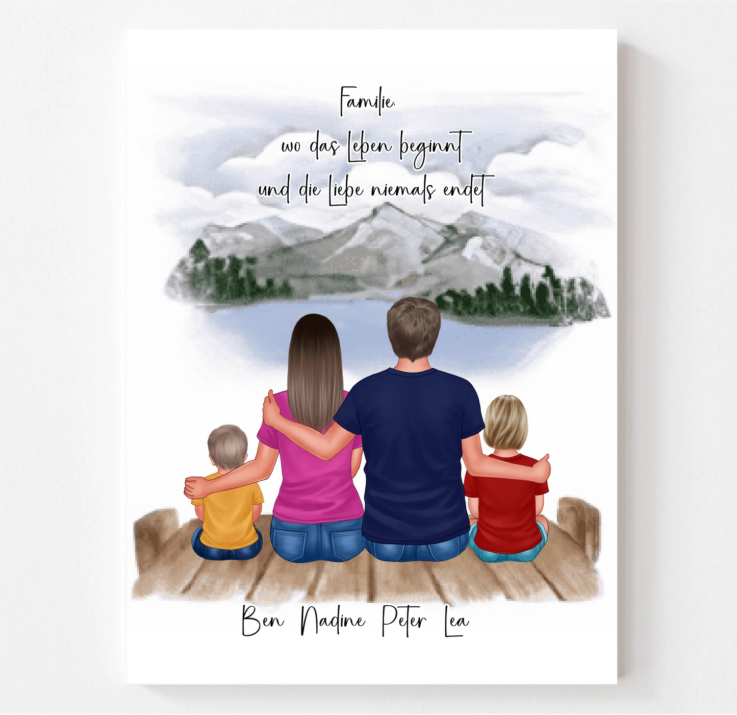 Familien Poster Personalisiert 3-5 Personen + Haustier