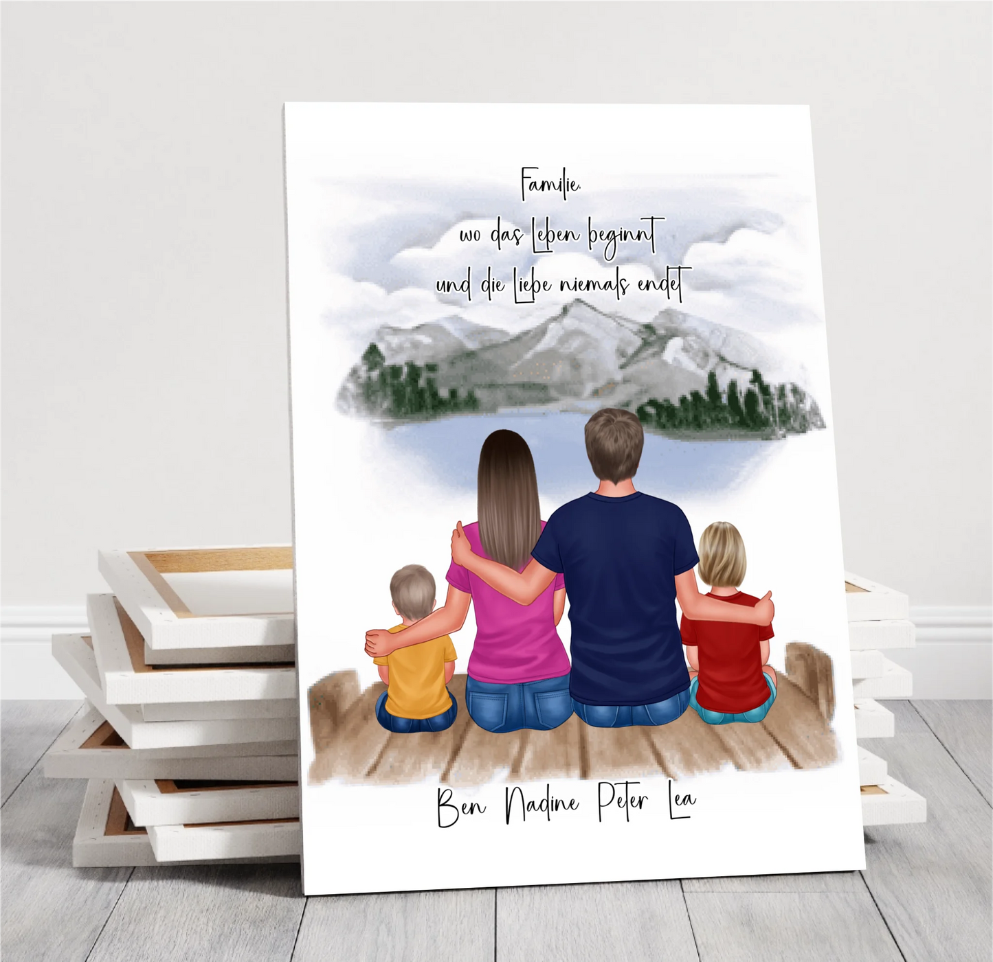 Familien Poster Personalisiert 3-5 Personen + Haustier