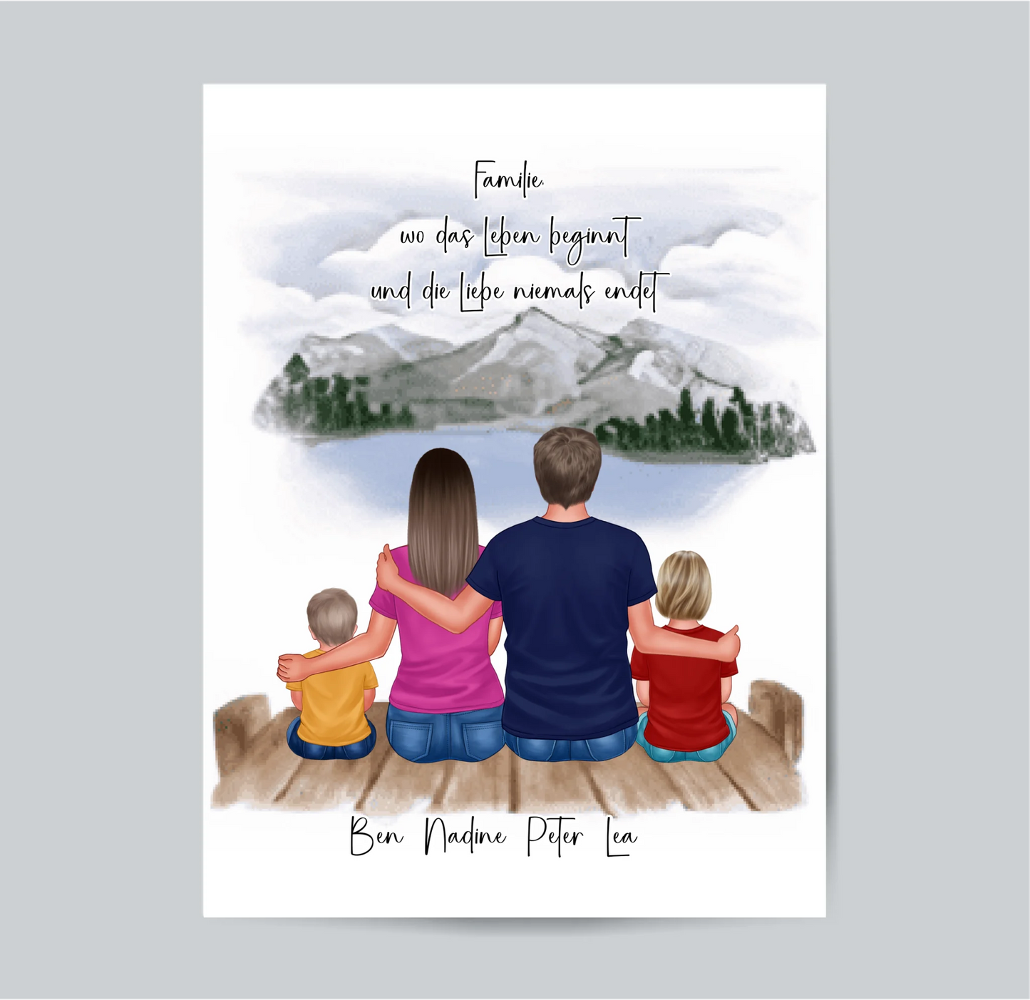 Familien Poster Personalisiert 3-5 Personen + Haustier