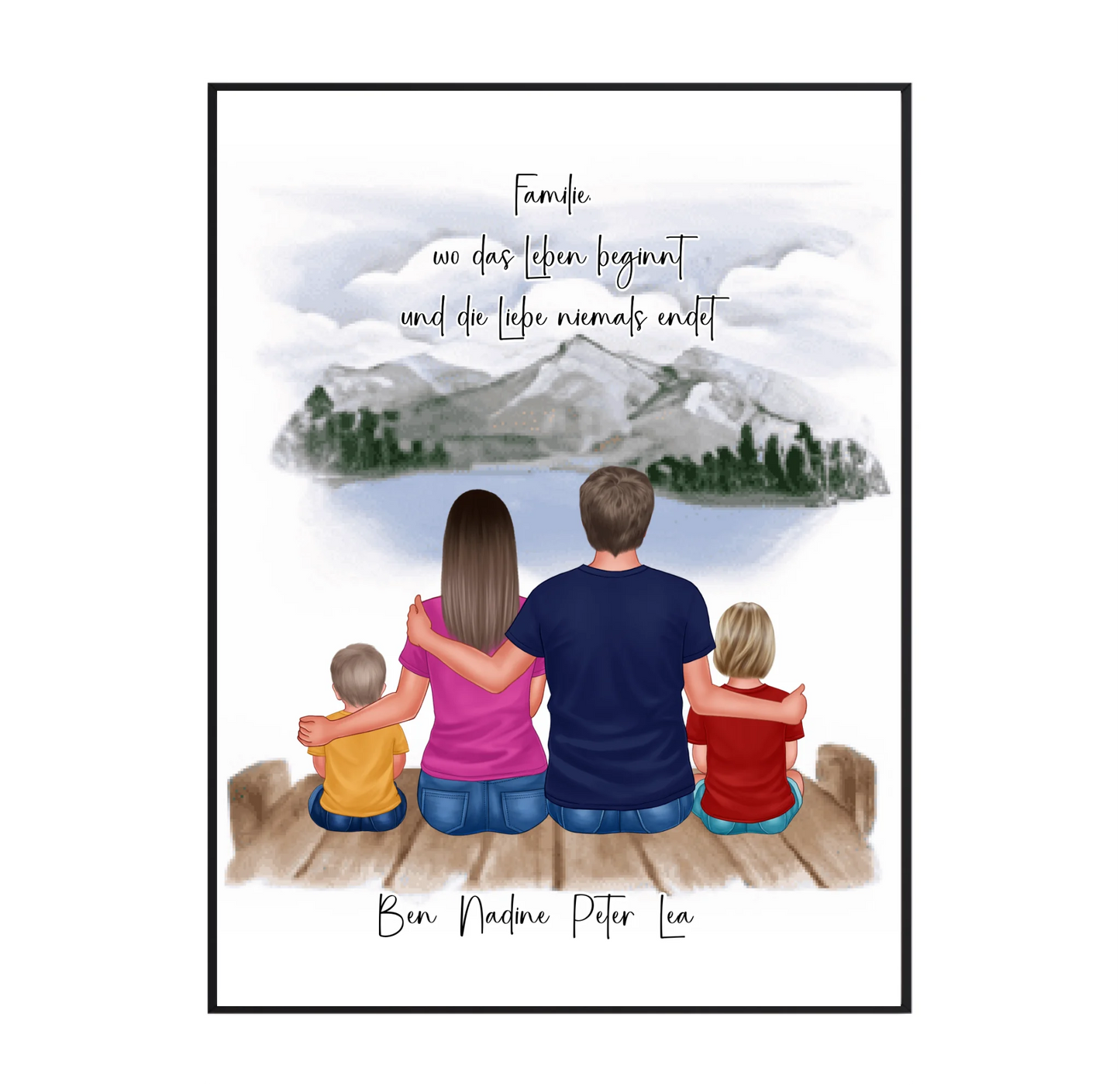 Familien Poster Personalisiert 3-5 Personen + Haustier