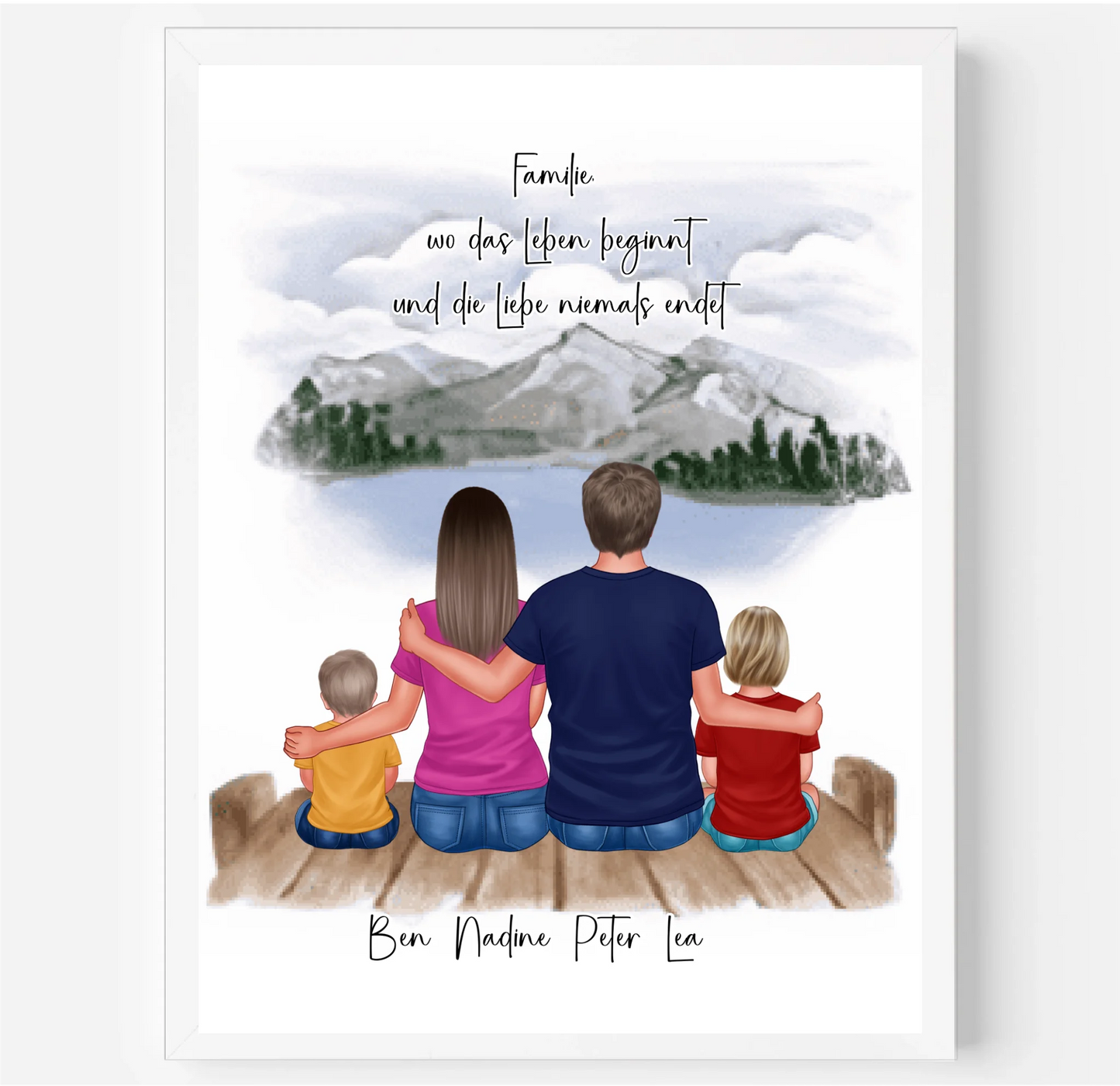 Familien Poster Personalisiert 3-5 Personen + Haustier