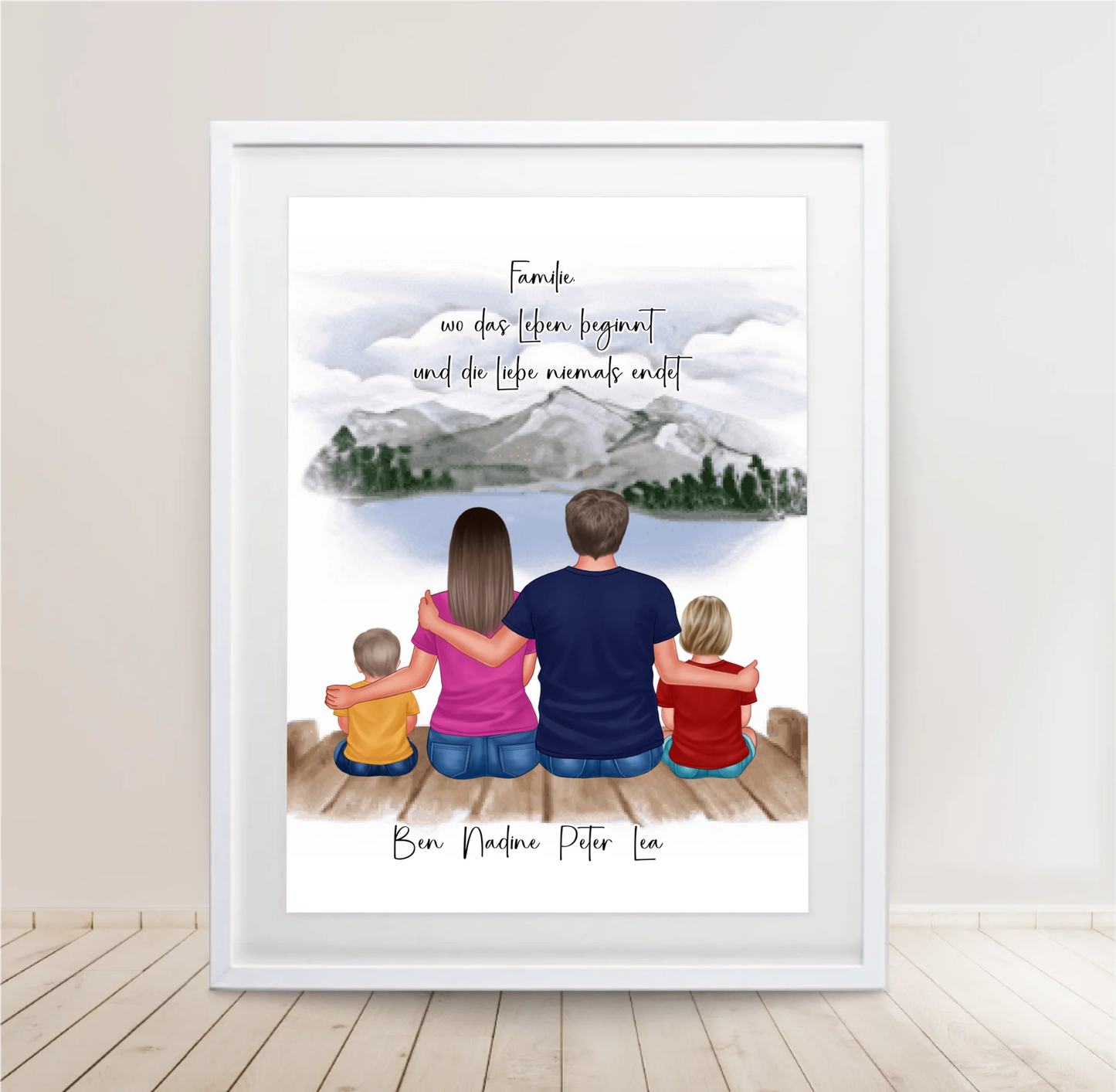 Familien Poster Personalisiert 3-5 Personen + Haustier