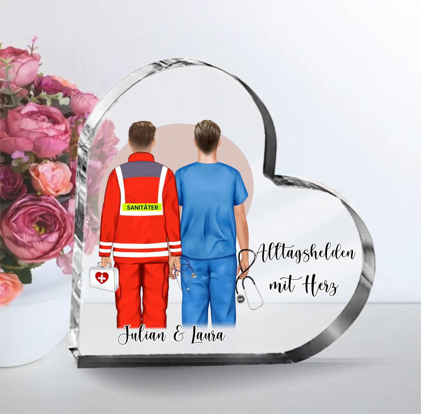 Sanitäter & Krankenpfleger Herz Glasaufsteller