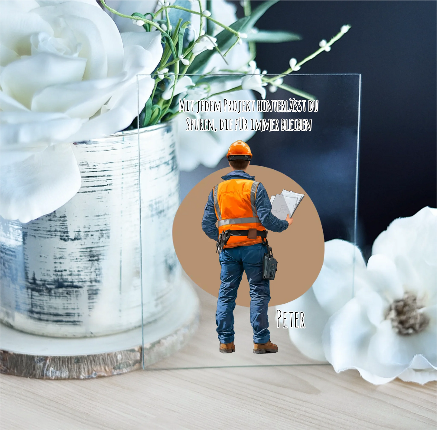 1-2 Personen (Mann/Frau) Ingenieur, Bauarbeiter, Projektleiter,... Acrylschild