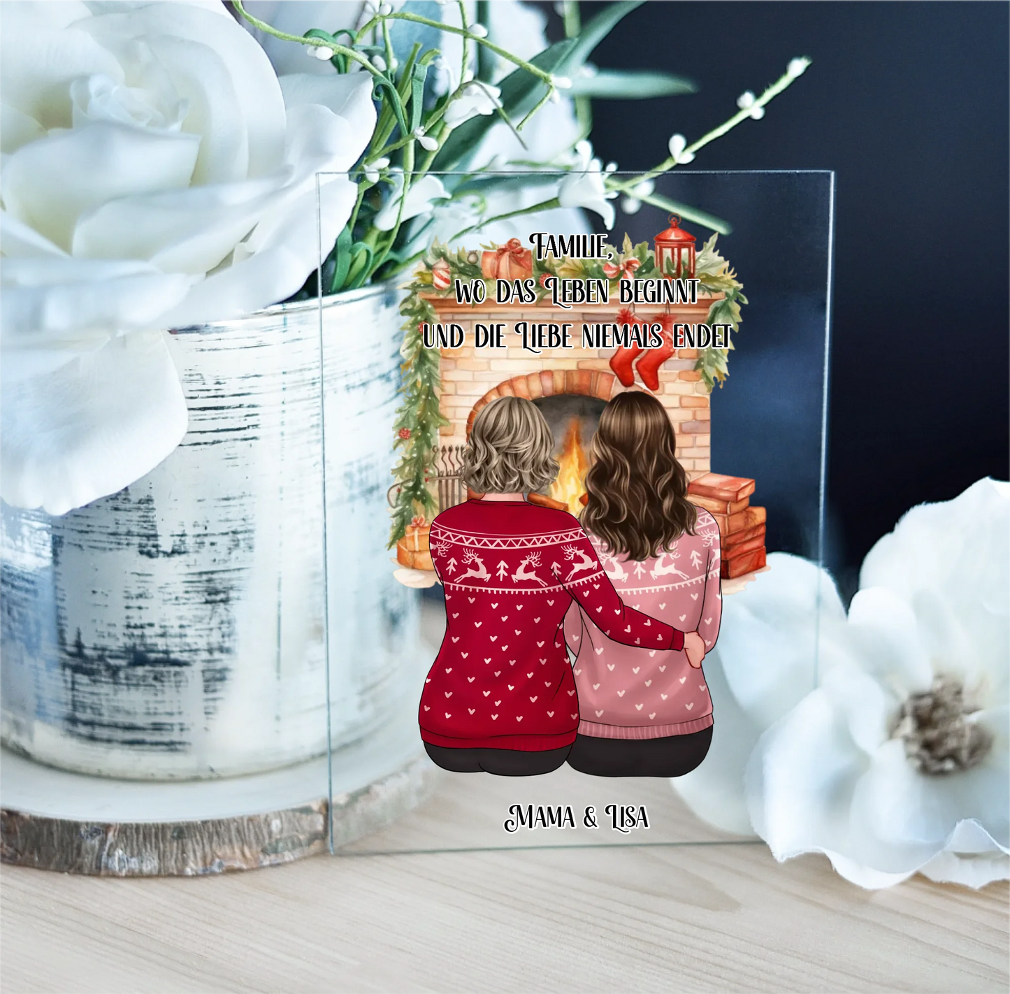 Mama & Tochter/Sohn Winter Acrylschild