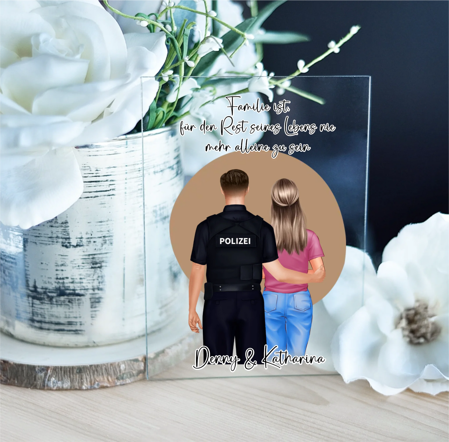 Polizei & Frau + 1-2 Kinder Acrylschild