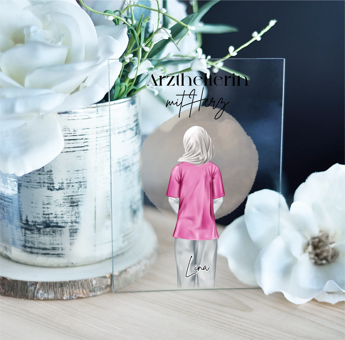 Krankenschwester mit Hijab o. Haare Acrylschild