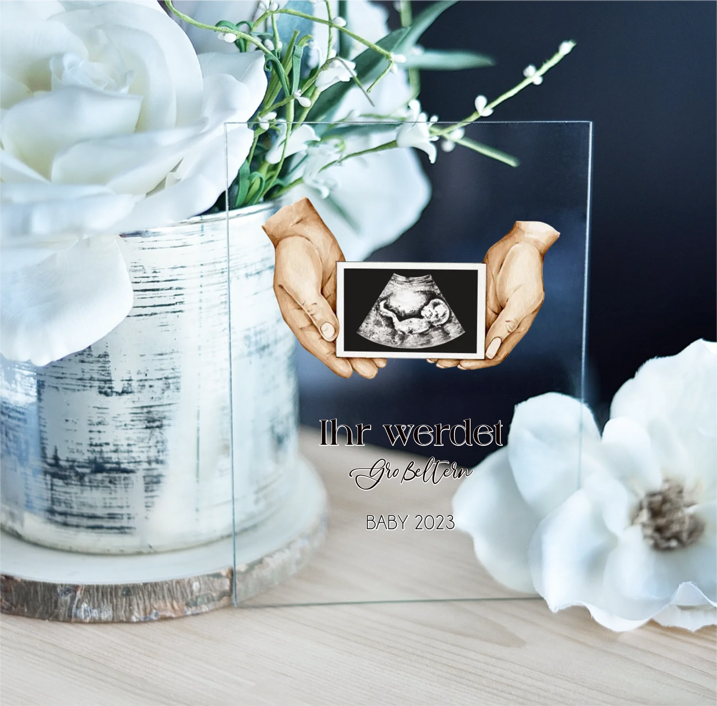 Ihr werdet Großeltern - Acrylschild mit Holzstandbein