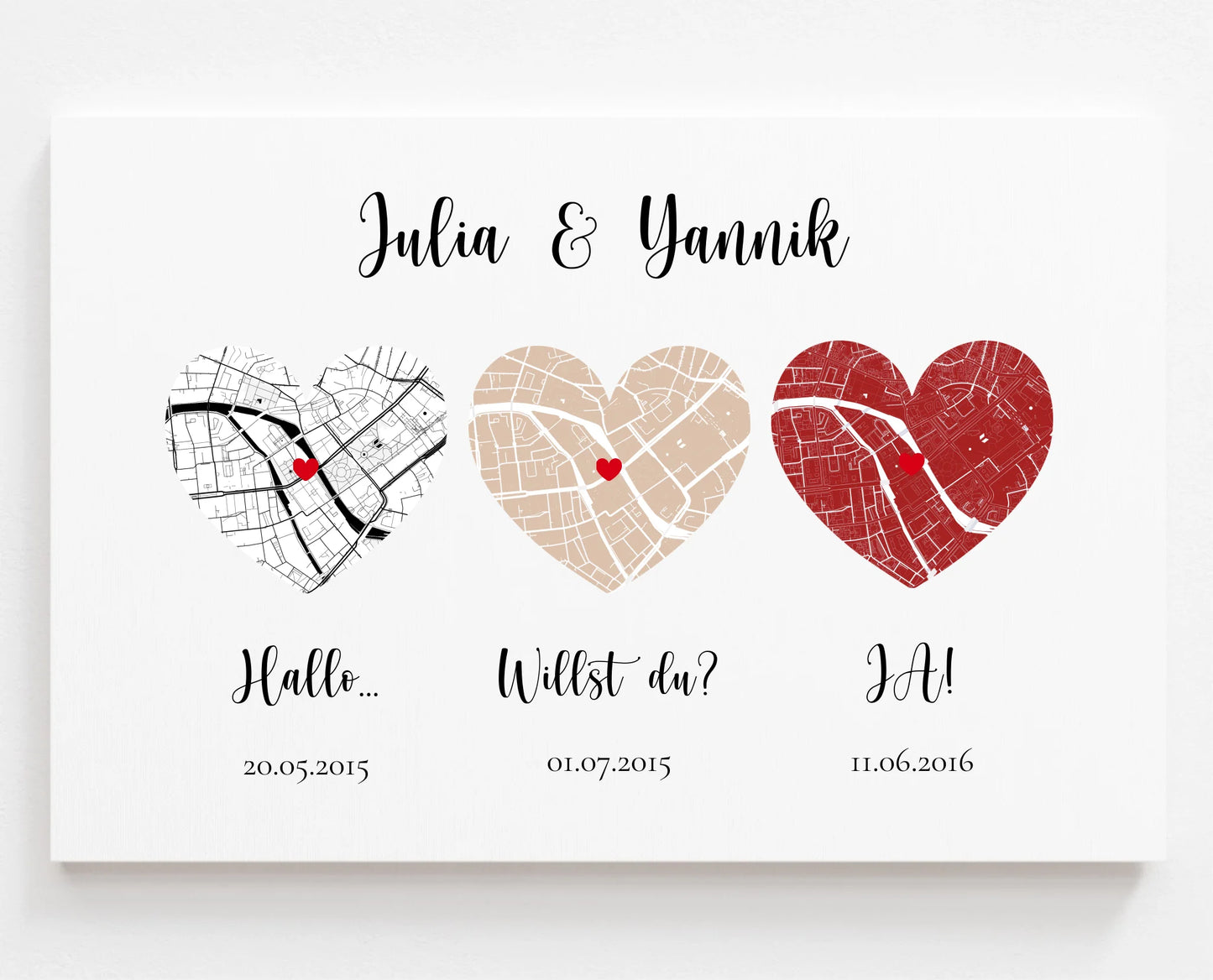 Heiratsantrag Stadtkarte personalisiert