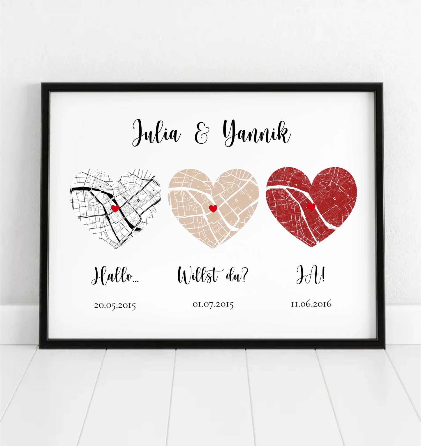 Heiratsantrag Stadtkarte personalisiert