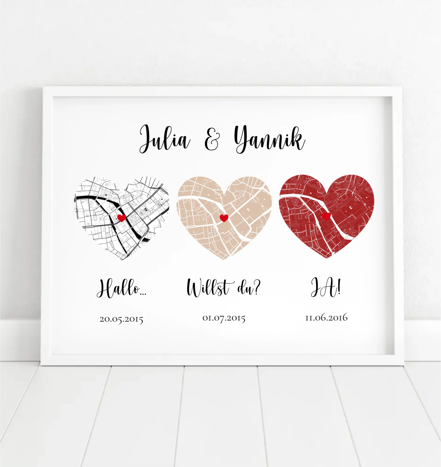 Heiratsantrag Stadtkarte personalisiert