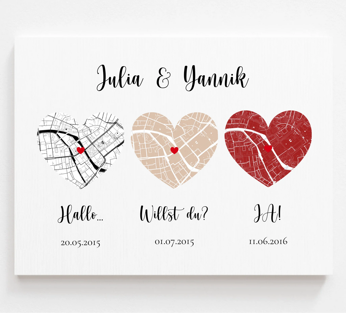 Heiratsantrag Stadtkarte personalisiert