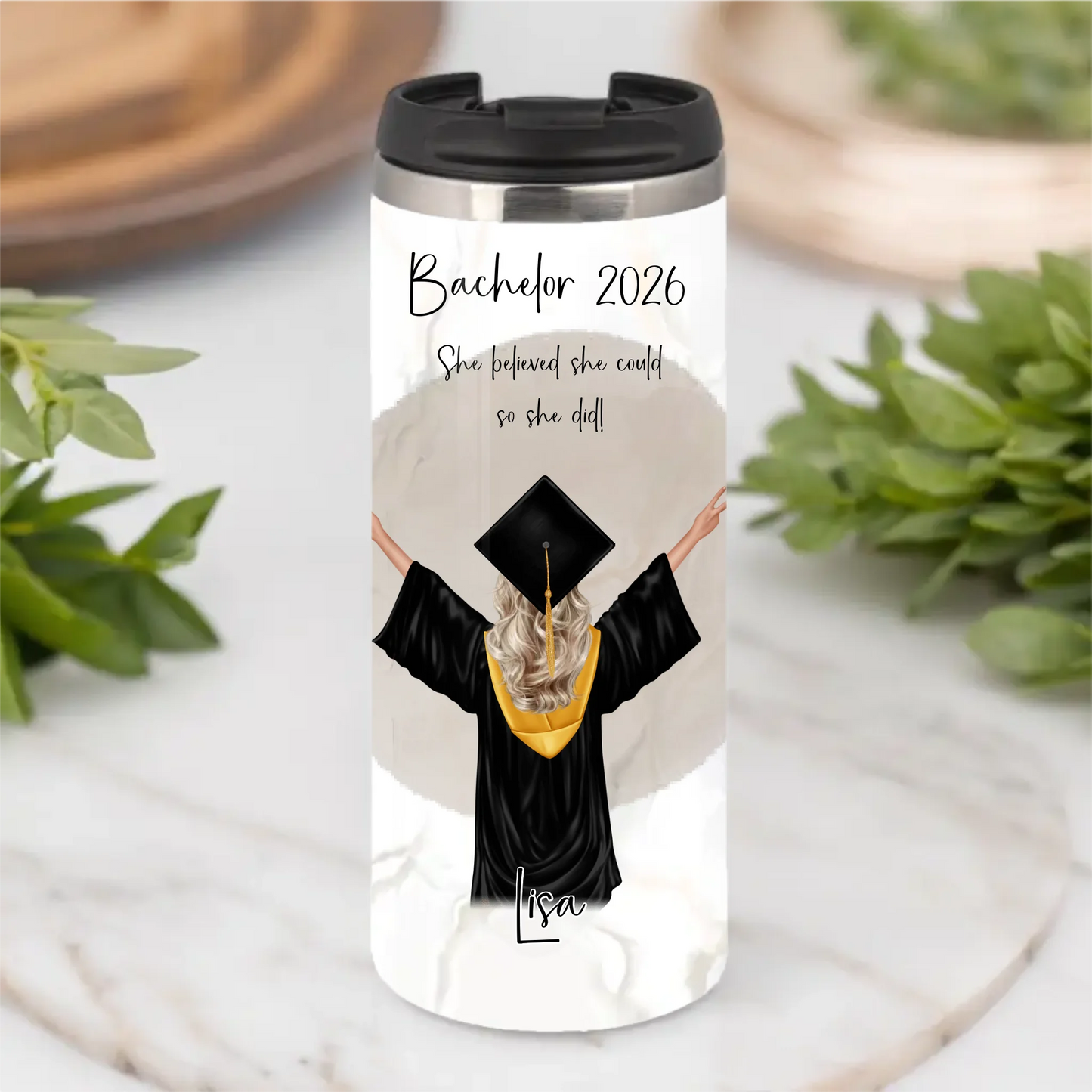 Personalisierte Abschluss Tasse / Thermobecher | Bachelor | Master | Doktor Geschenk | Promotion | Abi