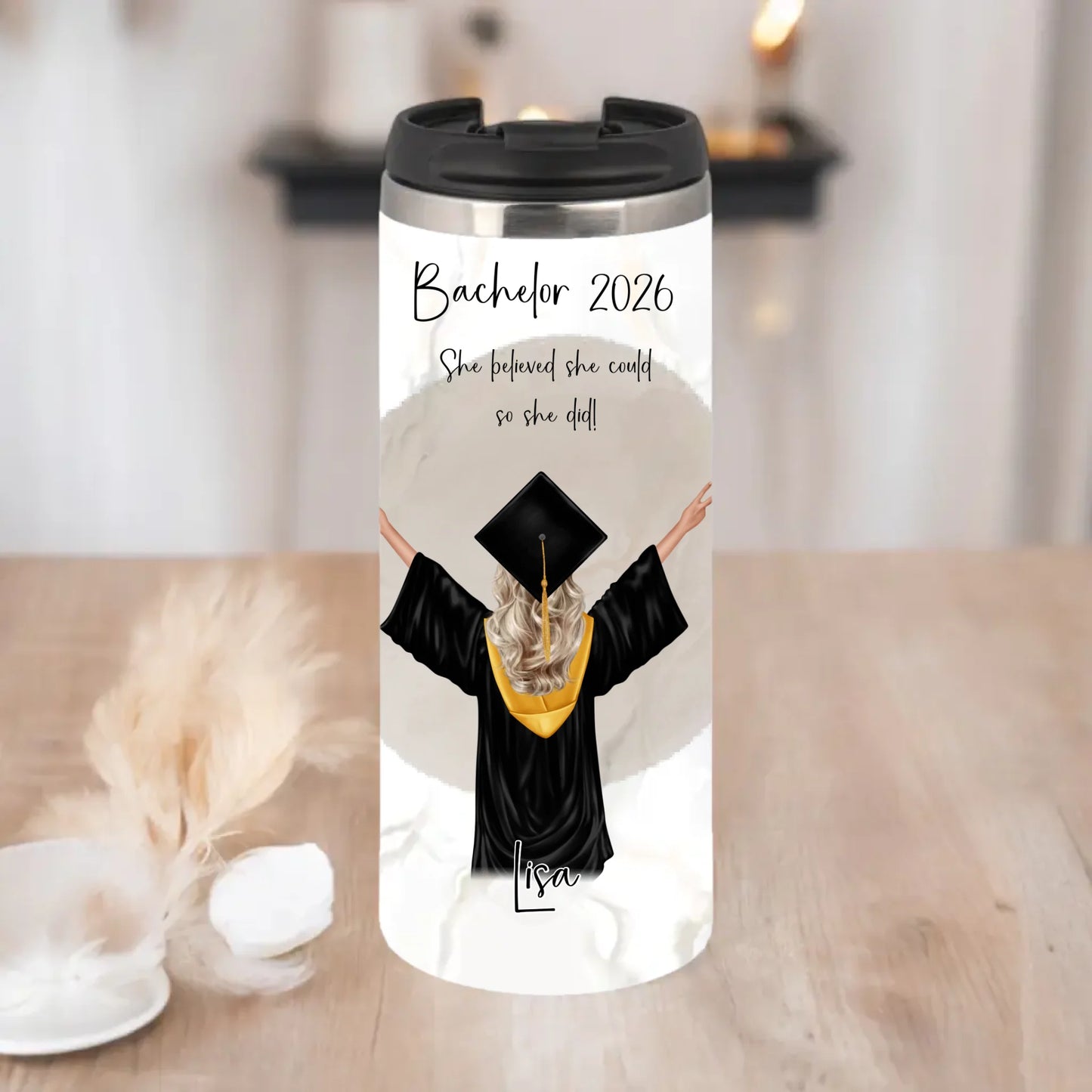 Personalisierte Abschluss Tasse / Thermobecher | Bachelor | Master | Doktor Geschenk | Promotion | Abi