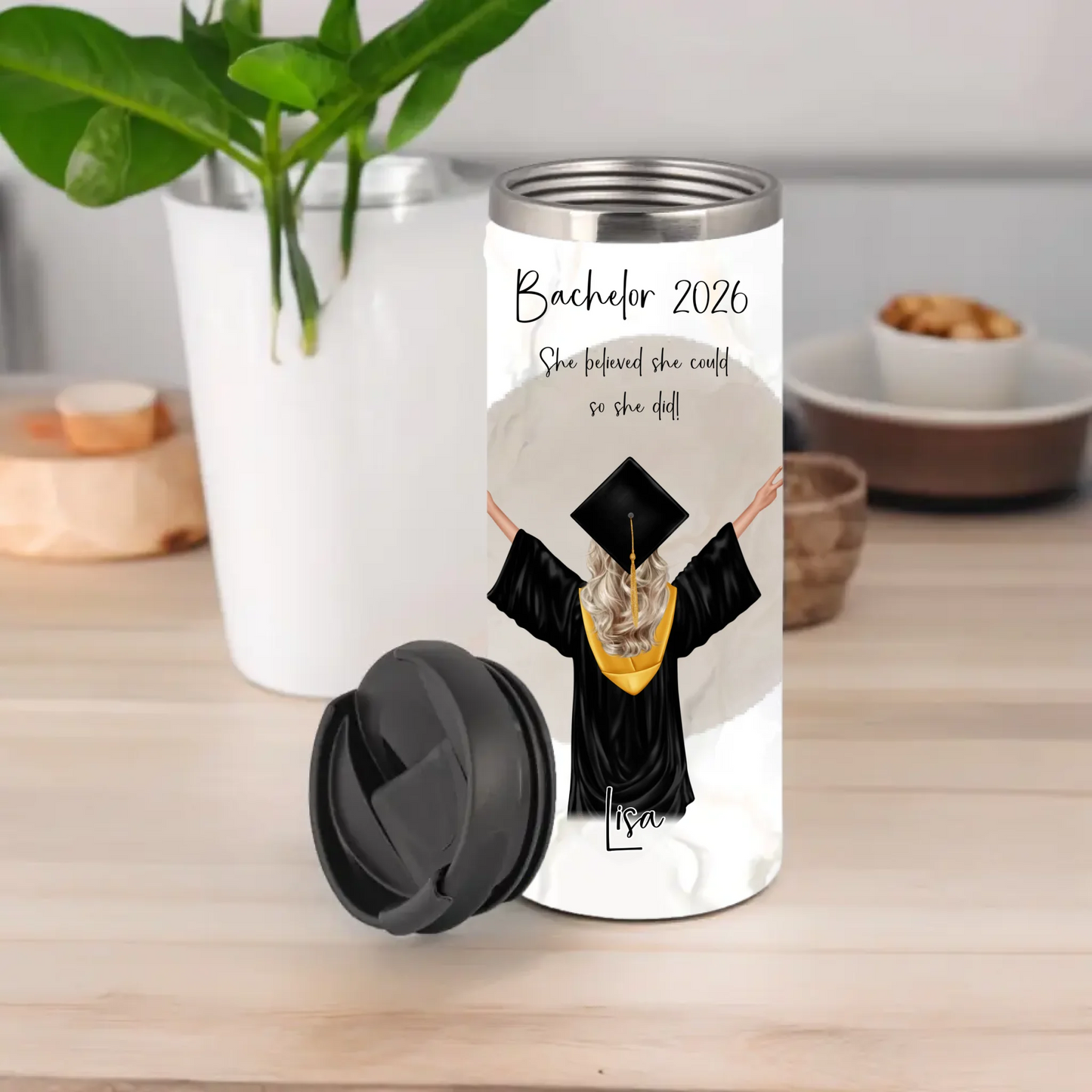 Personalisierte Abschluss Tasse / Thermobecher | Bachelor | Master | Doktor Geschenk | Promotion | Abi