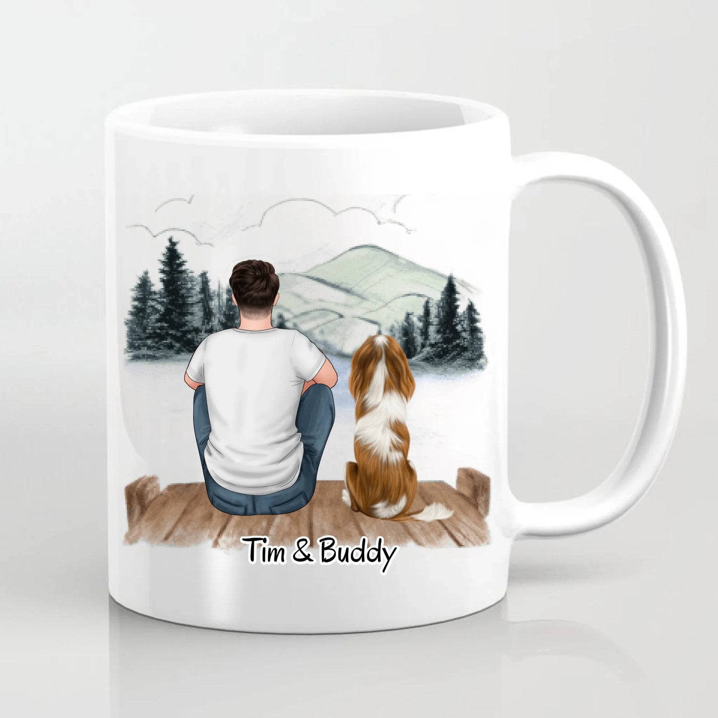 Frau/Mann mit Hund/Katze Haustier Tasse / Thermobecher