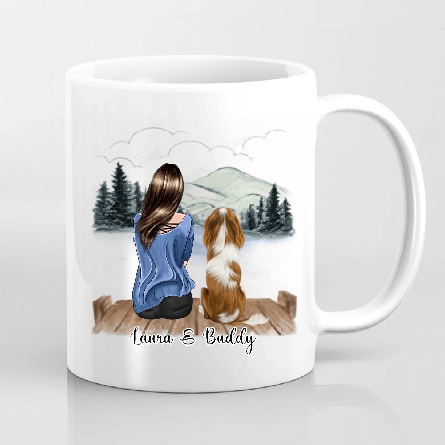 Frau/Mann mit Hund/Katze Haustier Tasse / Thermobecher