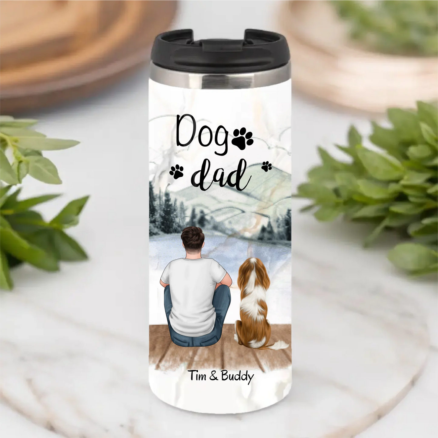 Frau/Mann mit Hund/Katze Haustier Tasse / Thermobecher