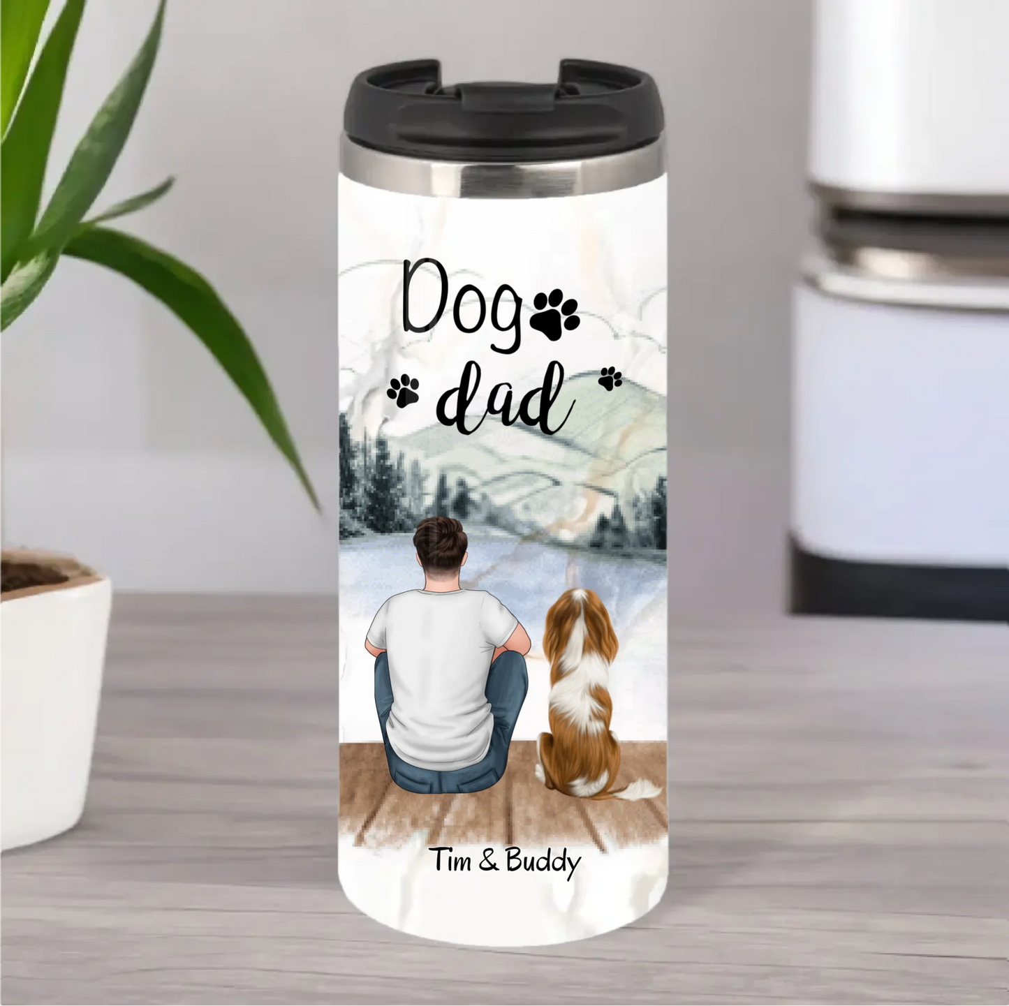 Frau/Mann mit Hund/Katze Haustier Tasse / Thermobecher
