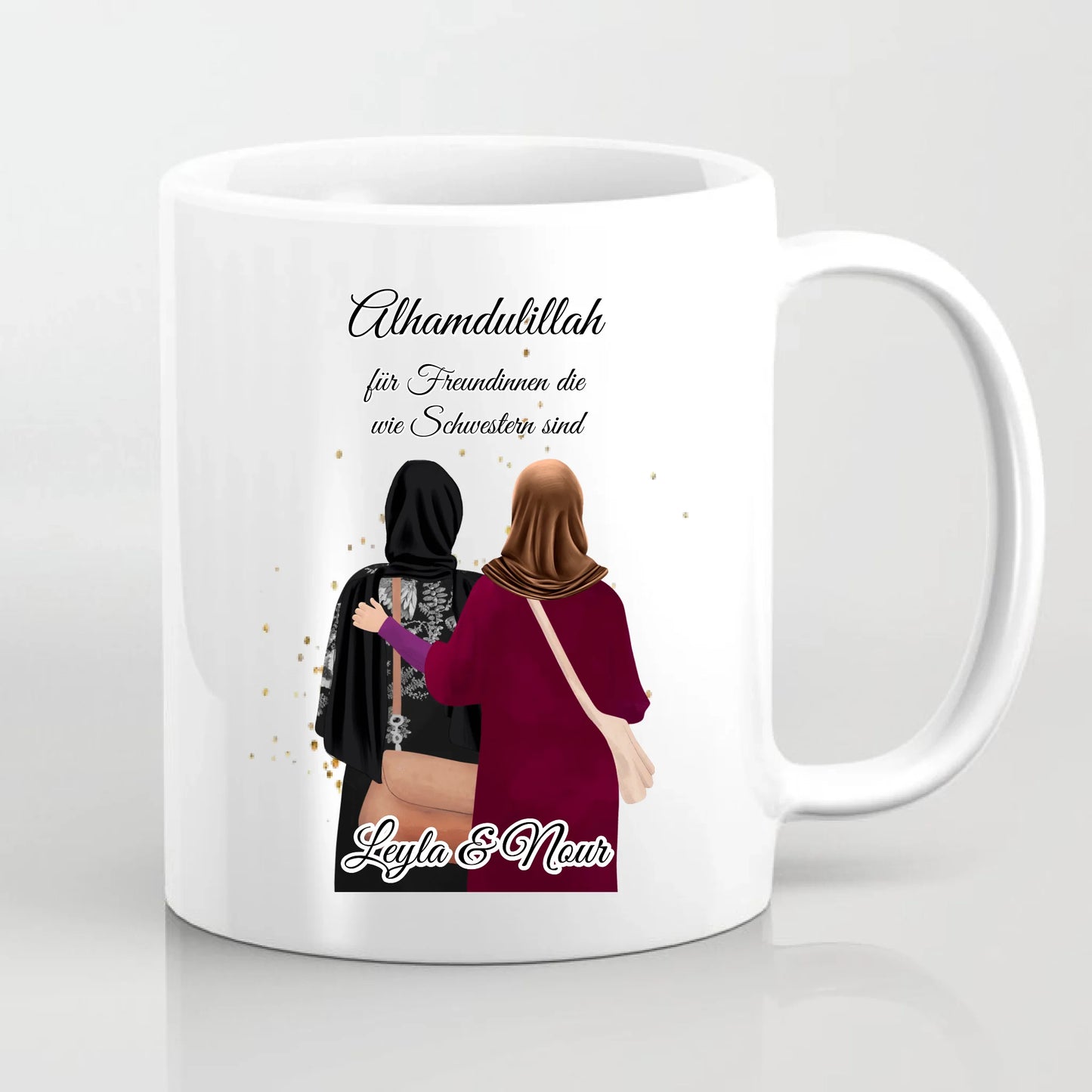 Personalisierte Freundin Kopftuch, Geschenk Freundin Hijab - 2-4 Freundinnen Tasse / Thermobecher