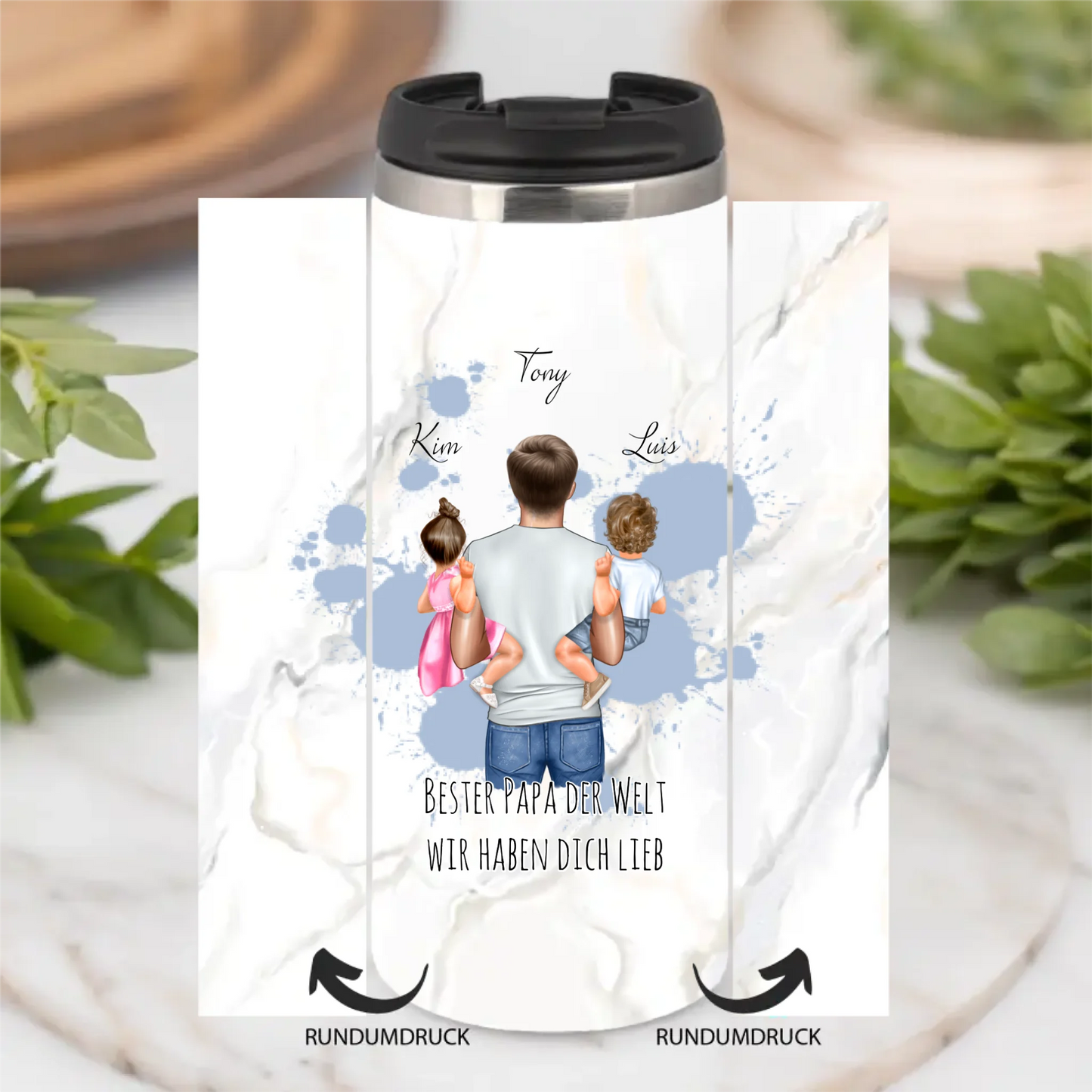 Papa & Tochter/Sohn Tasse / Thermobecher
