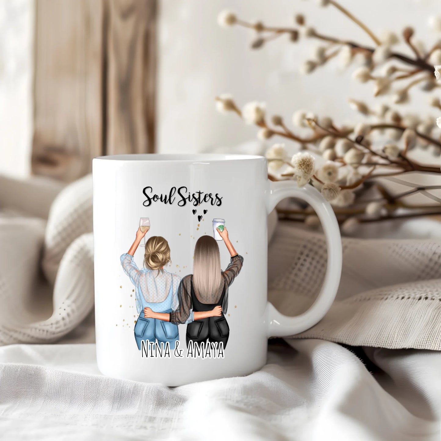 Personalisierte 2-3 Freundinnen Tasse / Thermobecher