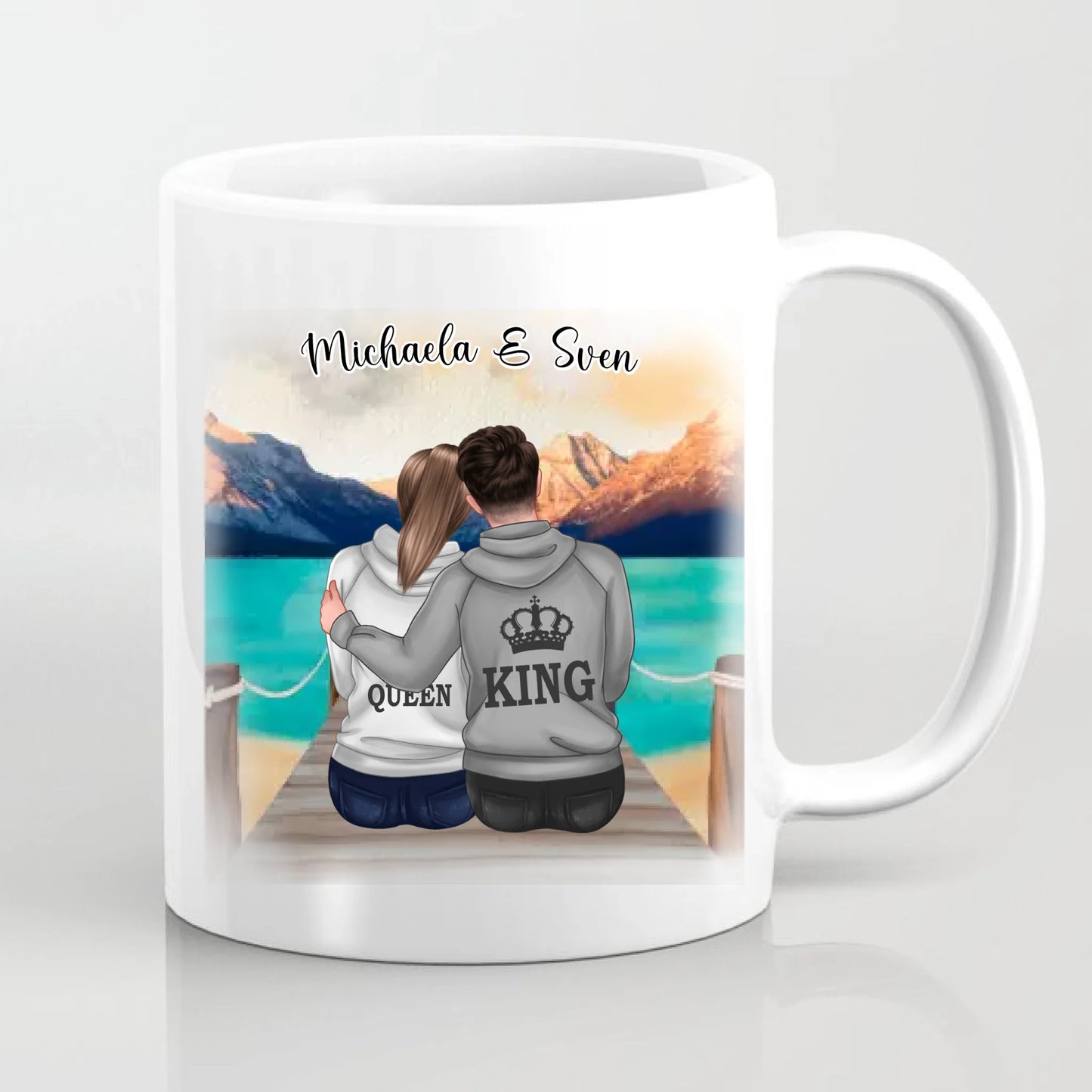 King & Queen Personalisierte Paar Tasse / Thermobecher