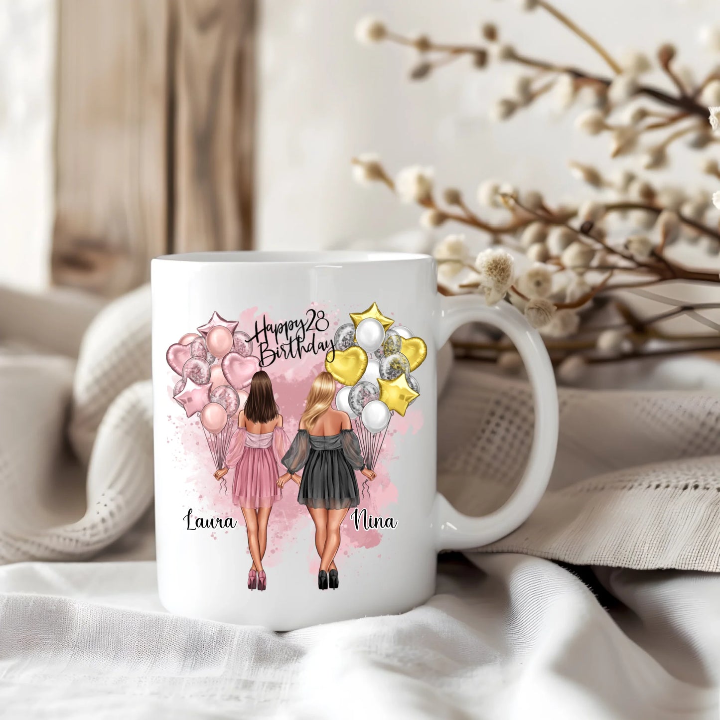 Birthday Freundinnen Personalisiert Tasse / Thermobecher