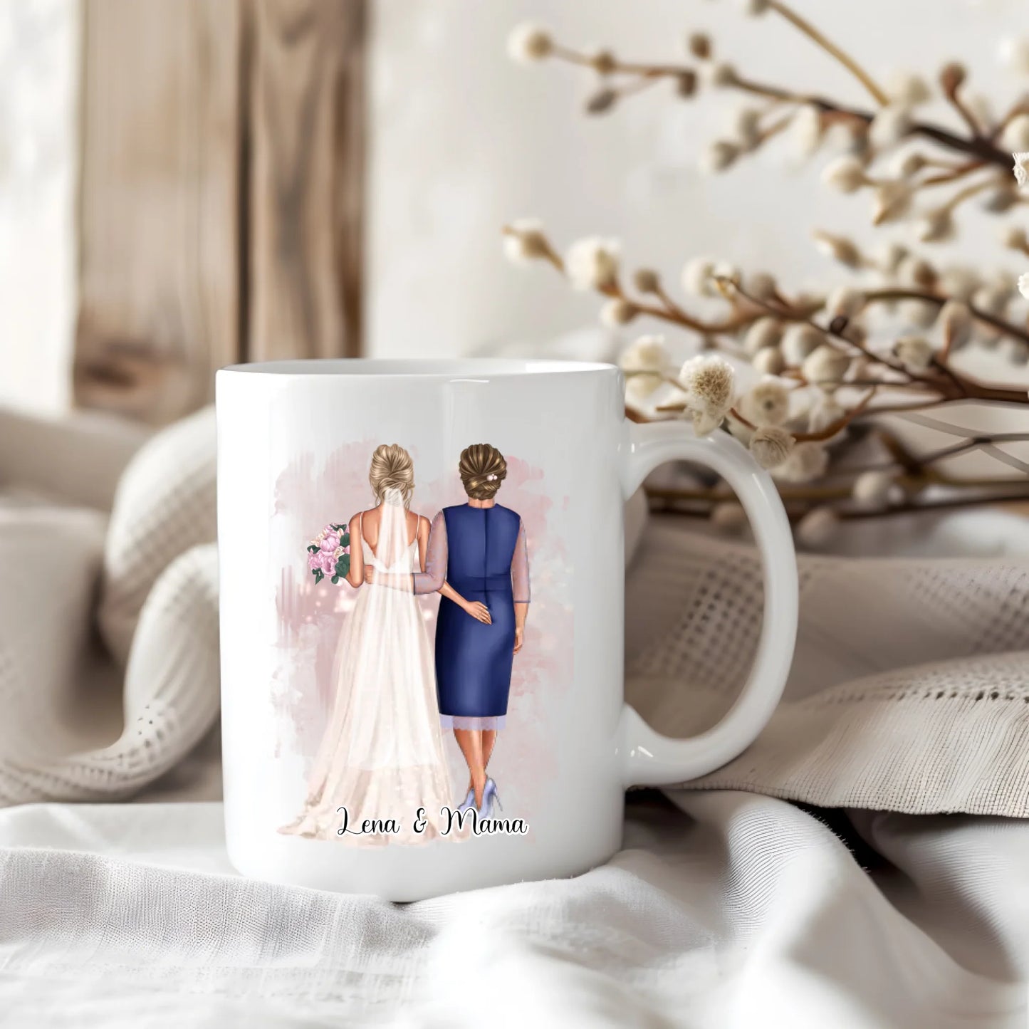 Braut & Mutter Tasse / Thermobecher Personalisiert