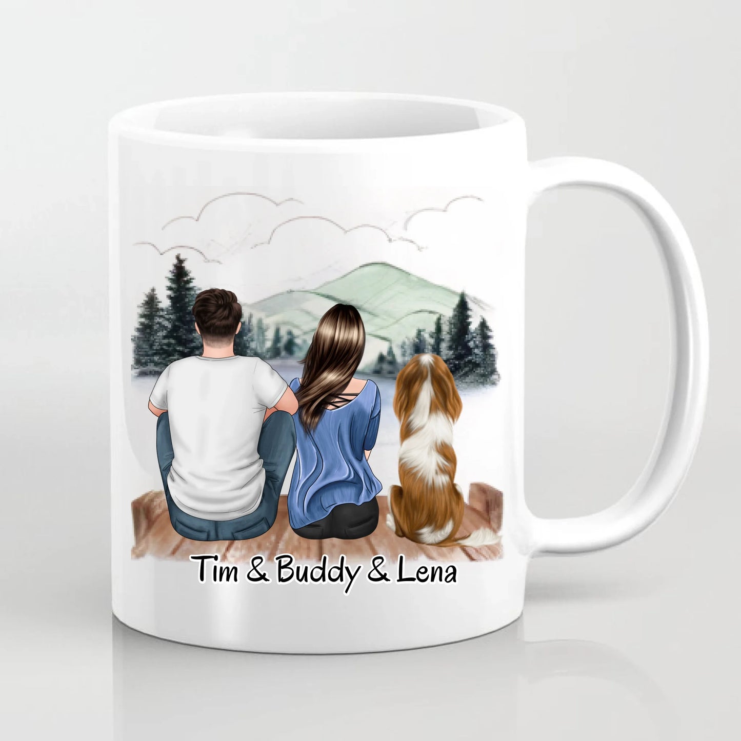 Mann & Frau + 1-2 Haustiere Tasse / Thermobecher