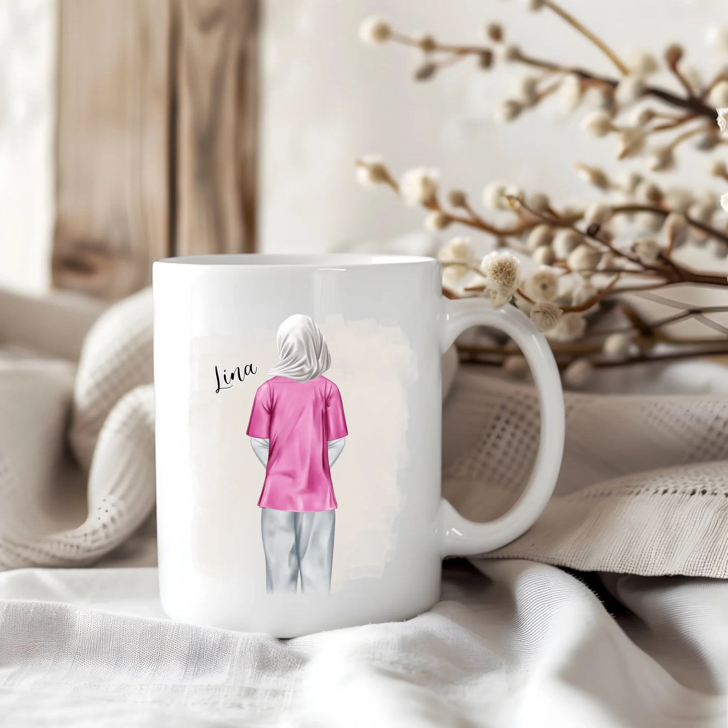 Krankenschwester mit Hijab o. Haare Tasse / Thermobecher