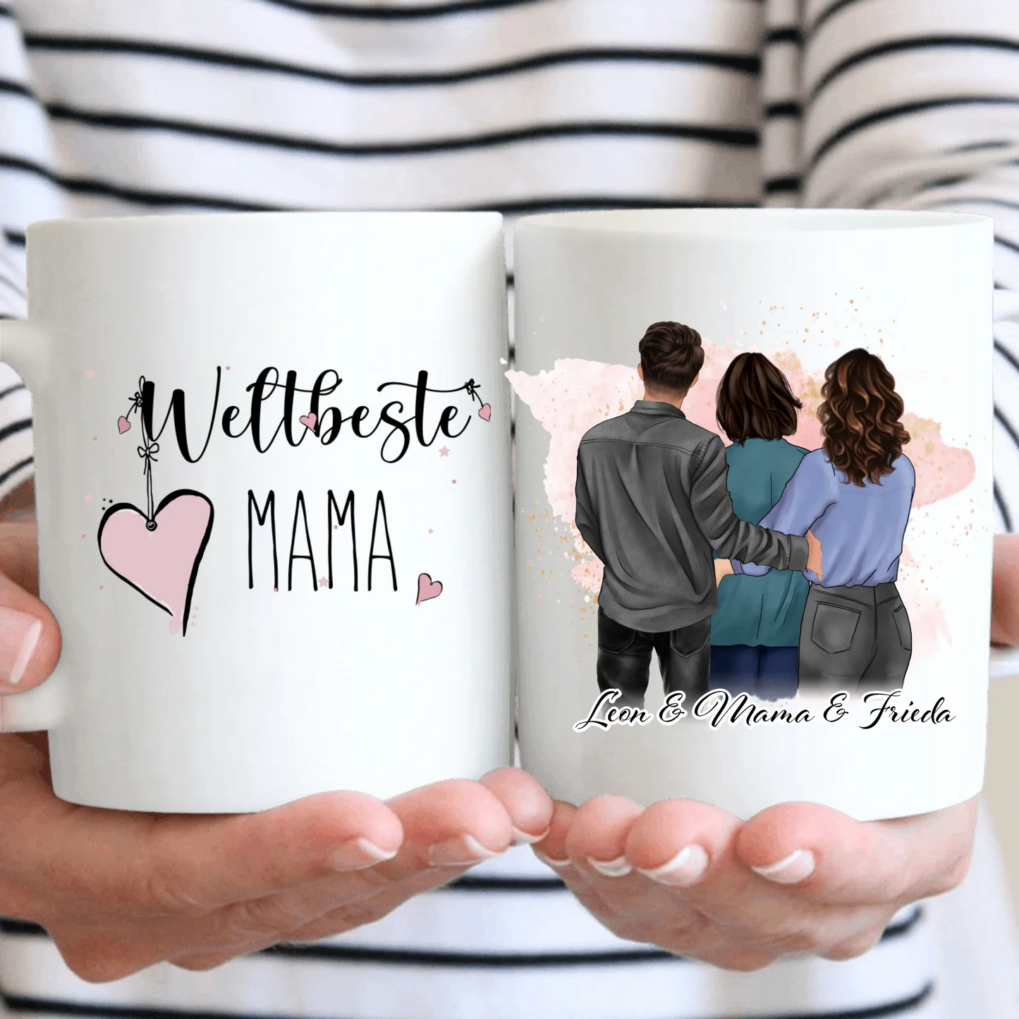 Mama mit Sohn & 1-2 Töchter Tasse / Thermobecher
