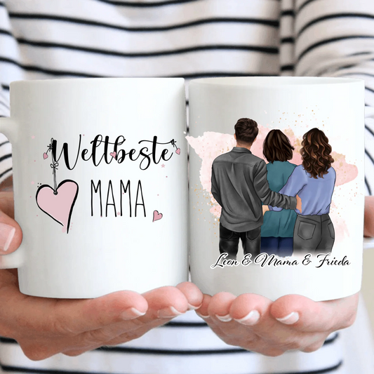 Mama mit Sohn & 1-2 Töchter Tasse / Thermobecher