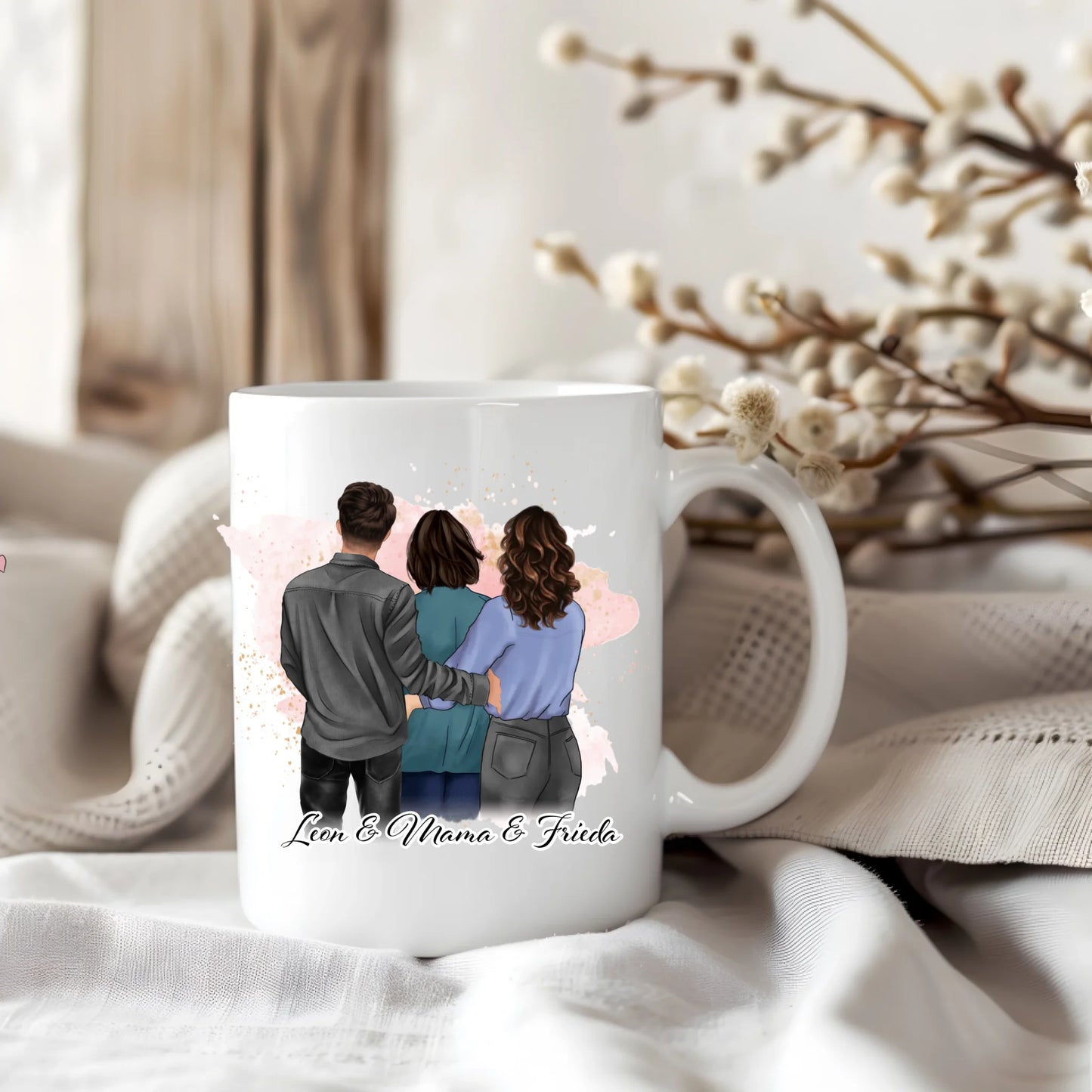 Mama mit Sohn & 1-2 Töchter Tasse / Thermobecher