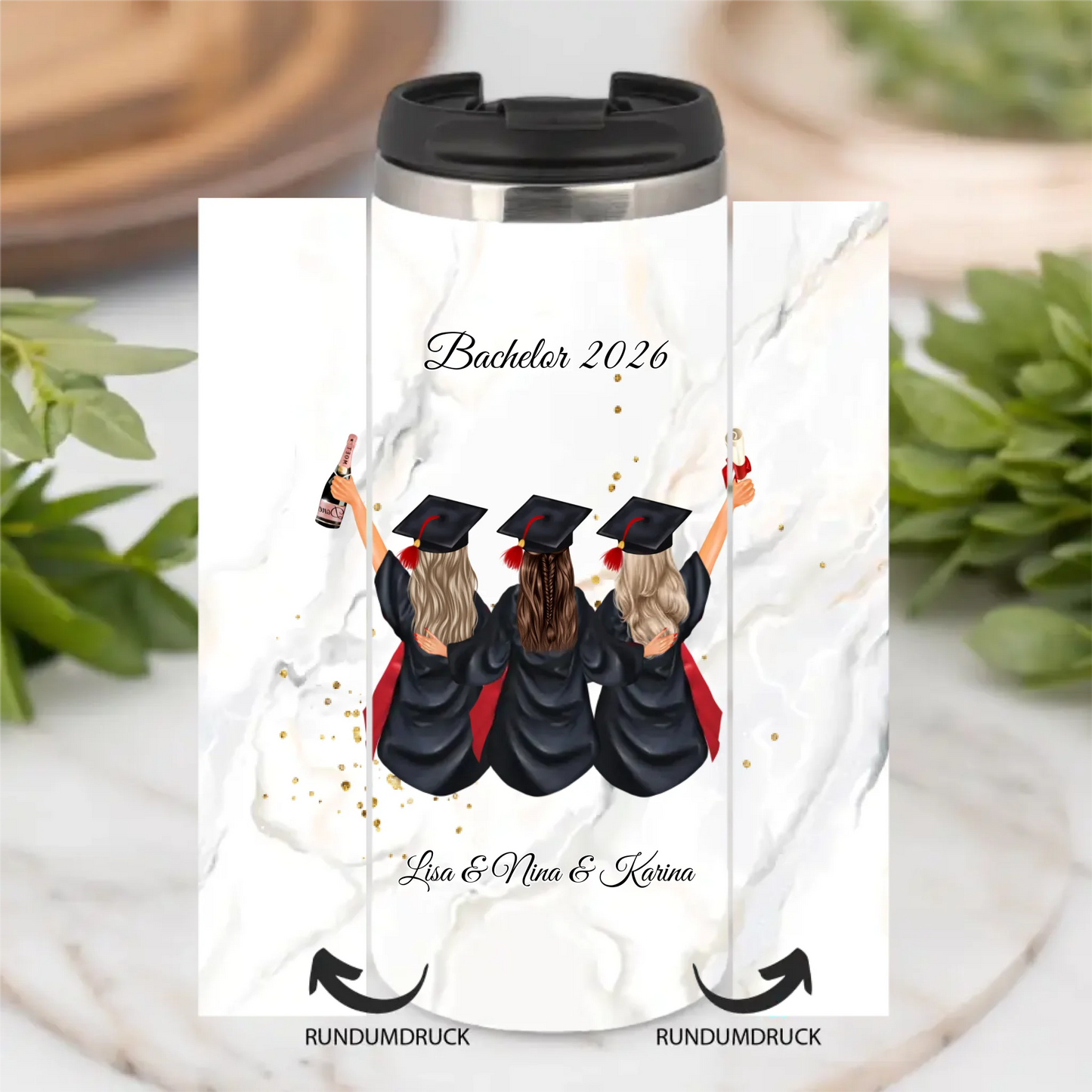 3 Freundinnen Abschluss Tasse / Thermobecher