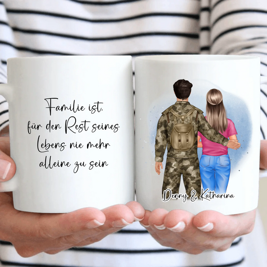 Soldat/in & Frau + 1-2 Kinder Tasse / Thermobecher