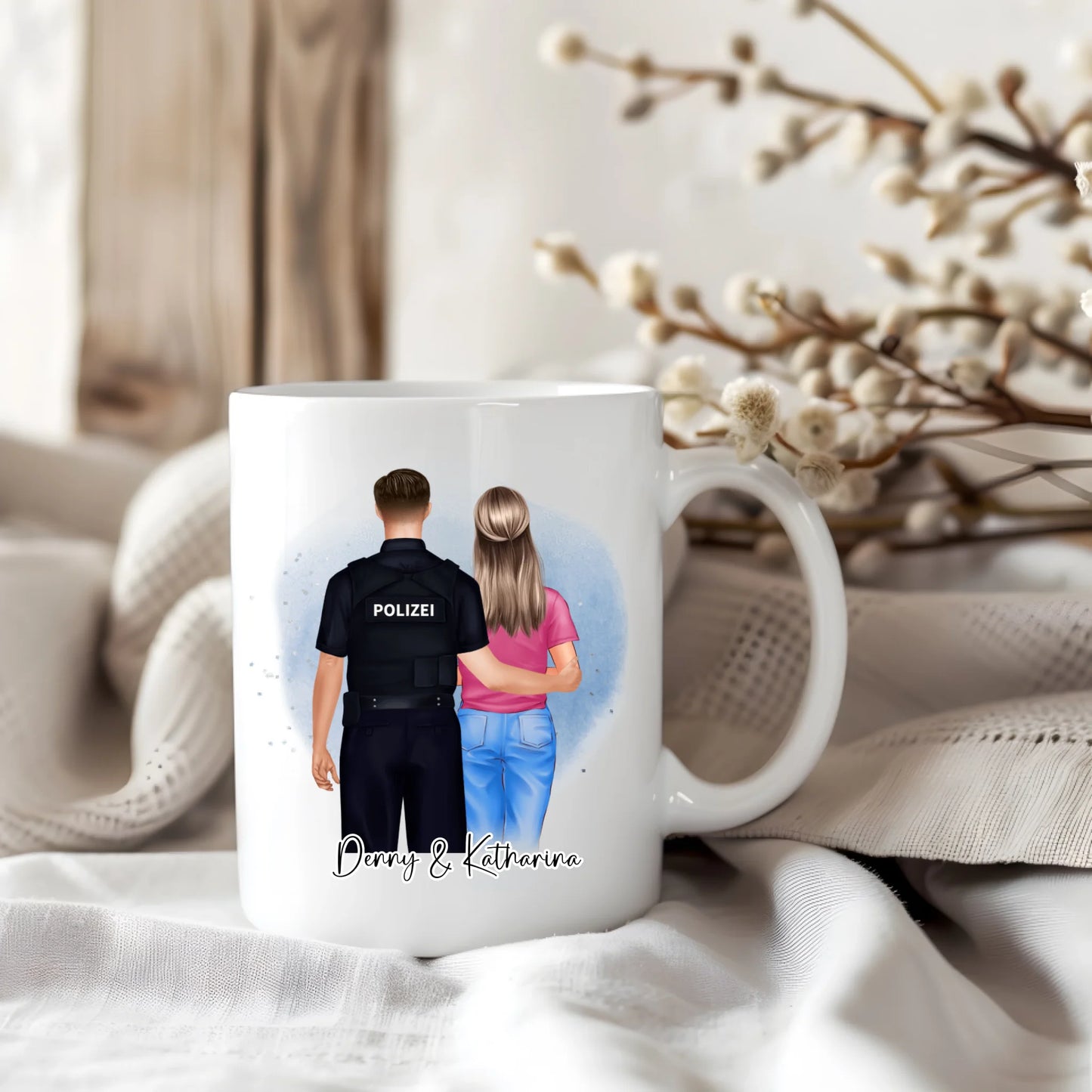 Polizei & Frau + 1-2 Kinder Tasse / Thermobecher