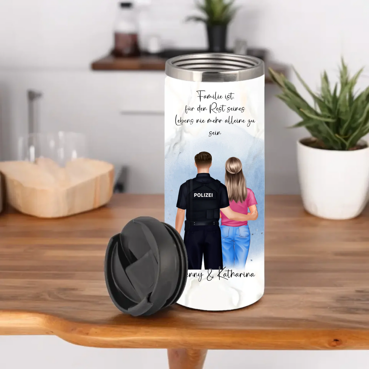 Polizei & Frau + 1-2 Kinder Tasse / Thermobecher