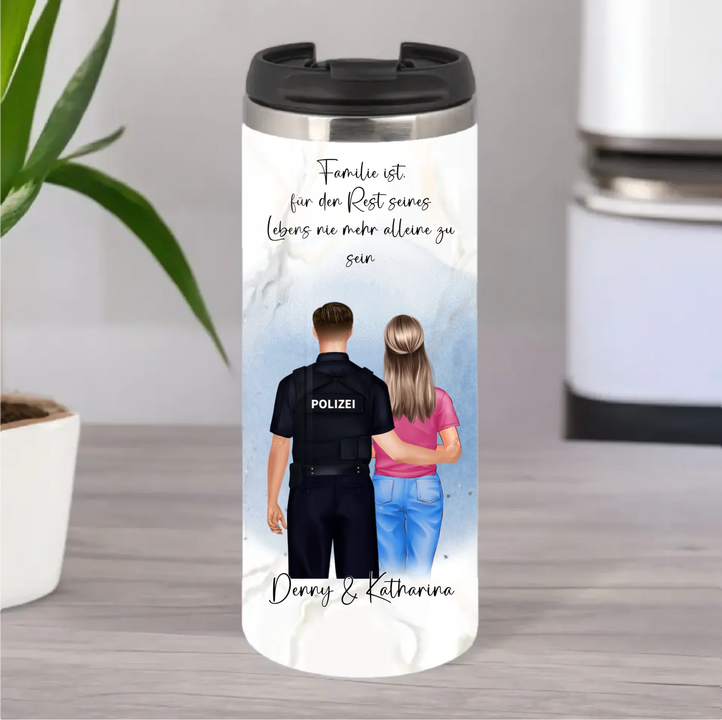 Polizei & Frau + 1-2 Kinder Tasse / Thermobecher