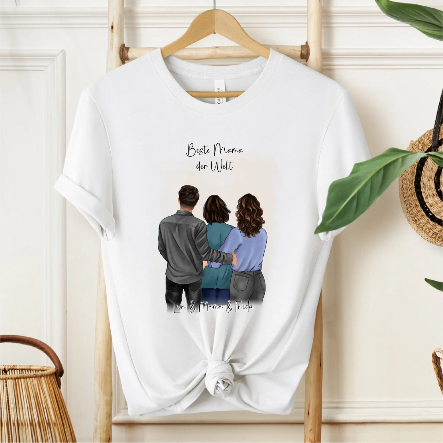 Mutter mit Sohn & Tochter/Töchter T-Shirt (3-4 Personen)