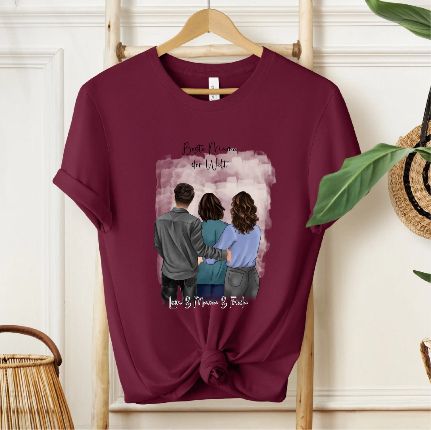 Mutter mit Sohn & Tochter/Töchter T-Shirt (3-4 Personen)