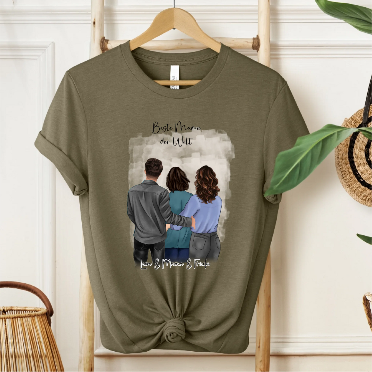 Mutter mit Sohn & Tochter/Töchter T-Shirt (3-4 Personen)