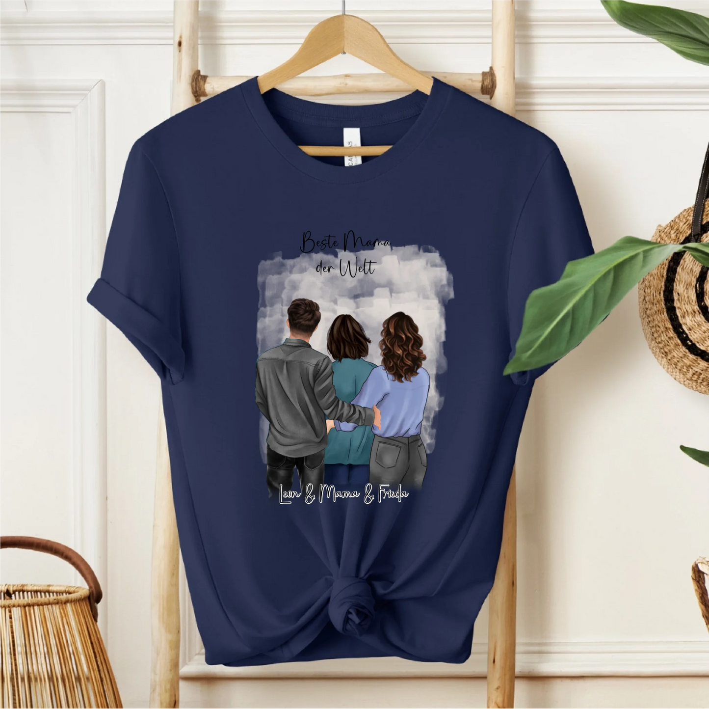 Mutter mit Sohn & Tochter/Töchter T-Shirt (3-4 Personen)