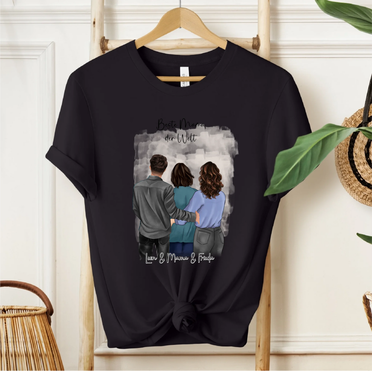 Mutter mit Sohn & Tochter/Töchter T-Shirt (3-4 Personen)