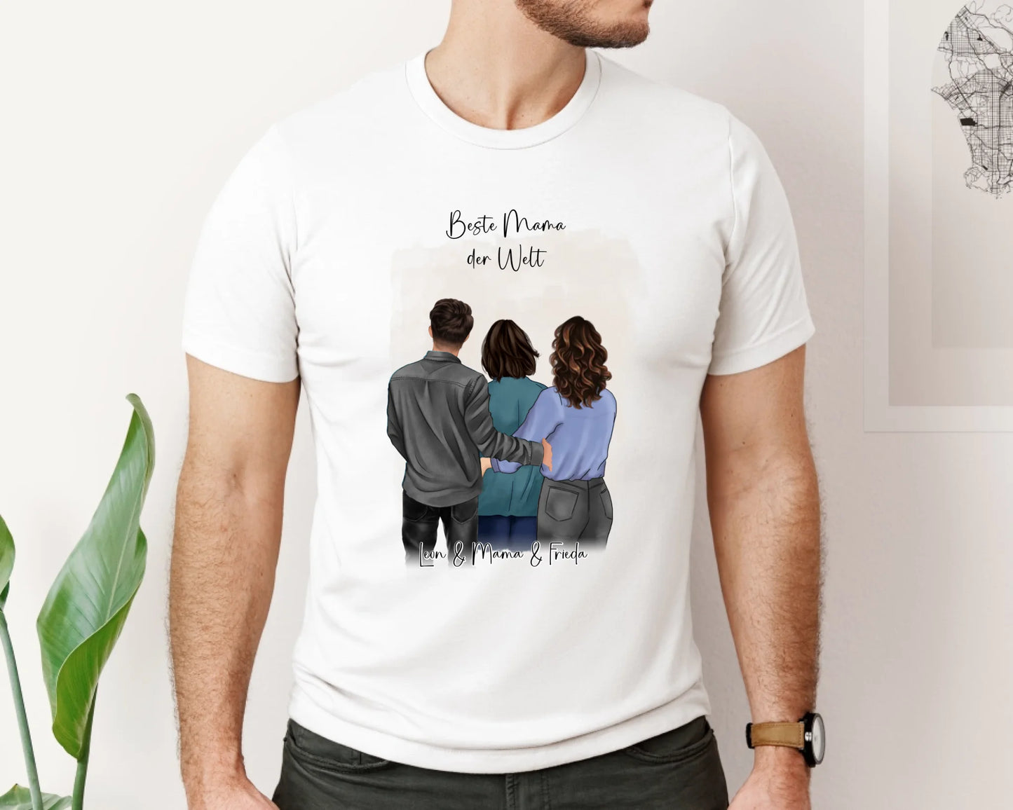 Mutter mit Sohn & Tochter/Töchter T-Shirt (3-4 Personen)