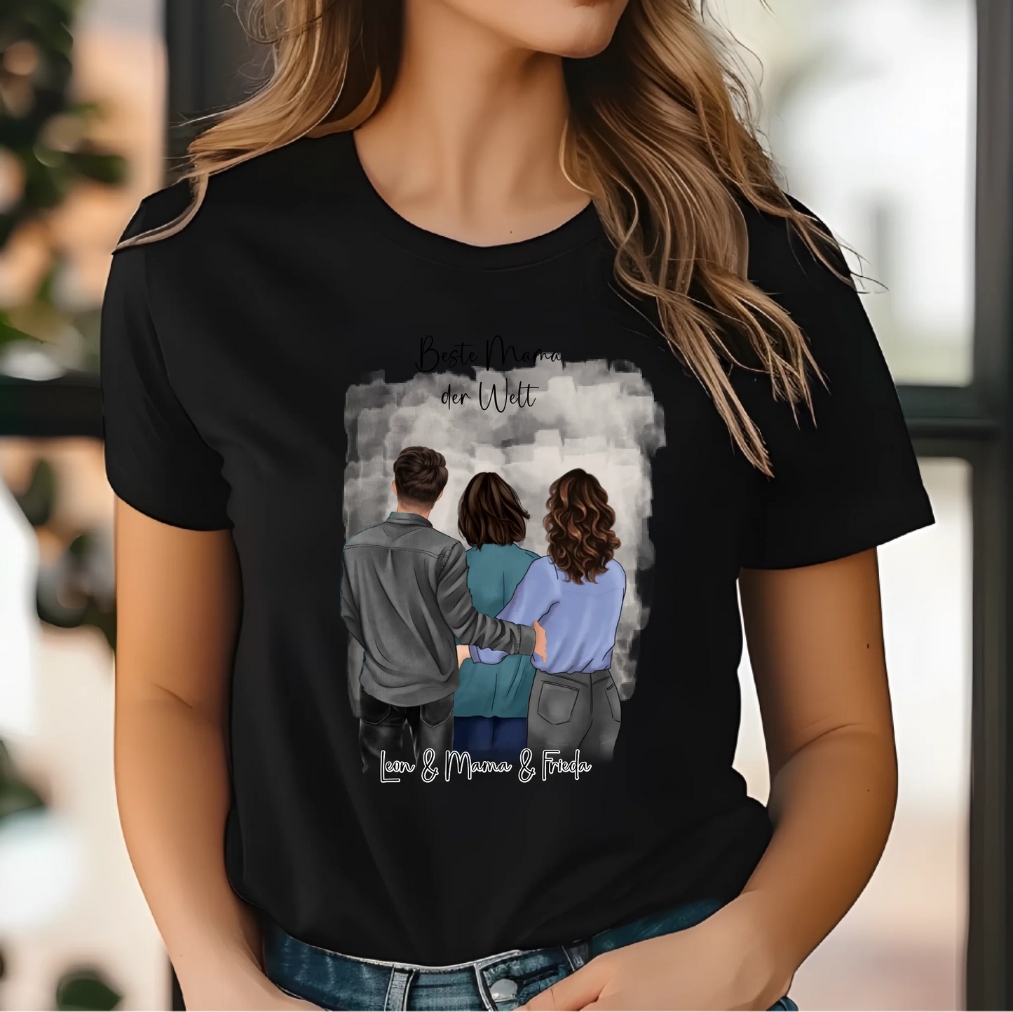 Mutter mit Sohn & Tochter/Töchter T-Shirt (3-4 Personen)